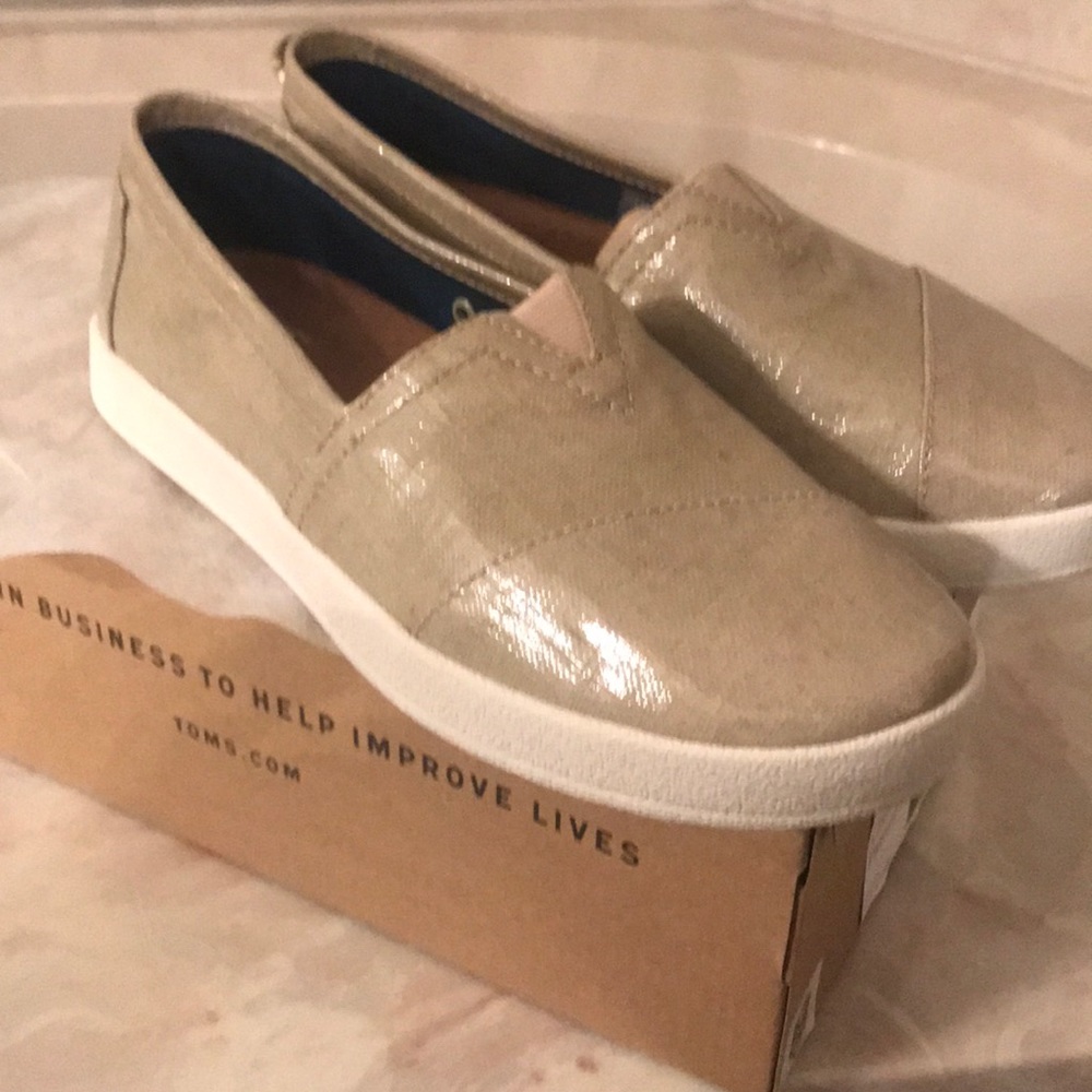 Toms Avalon sneakers oxford tan patent linen